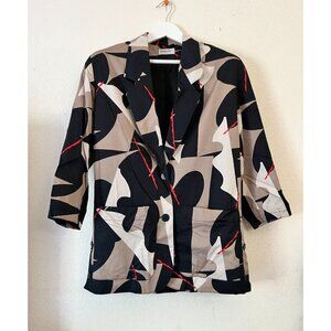Vintage Bruestle Abstract Print Jacket  3/4 Sleeve Blazer Artsy Style